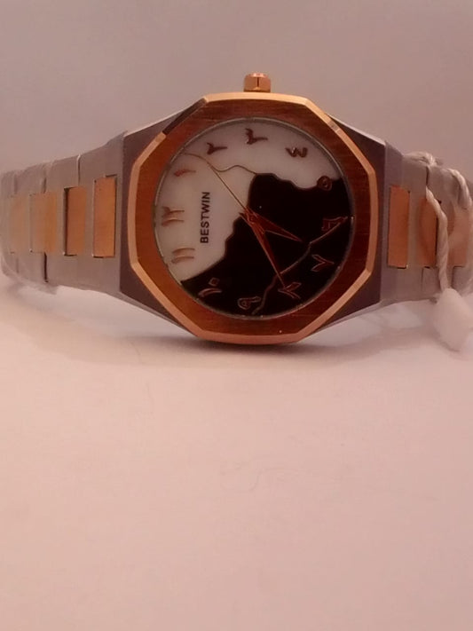 Bestwin Luxury Two-Tone Wristwatch – Arabic Numerals &amp; Unique Dial Design